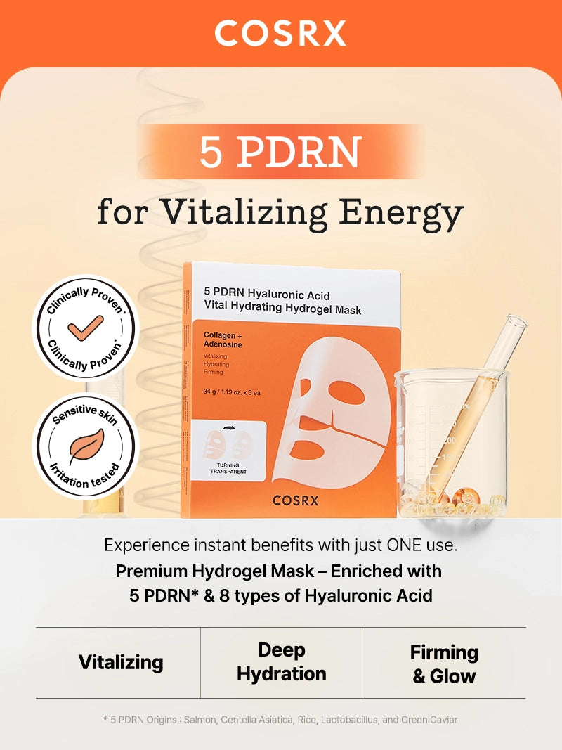 COSRX 5 PDRN Hyaluronic Acid Vital Hydrating Hydrogel Mask – COSRX