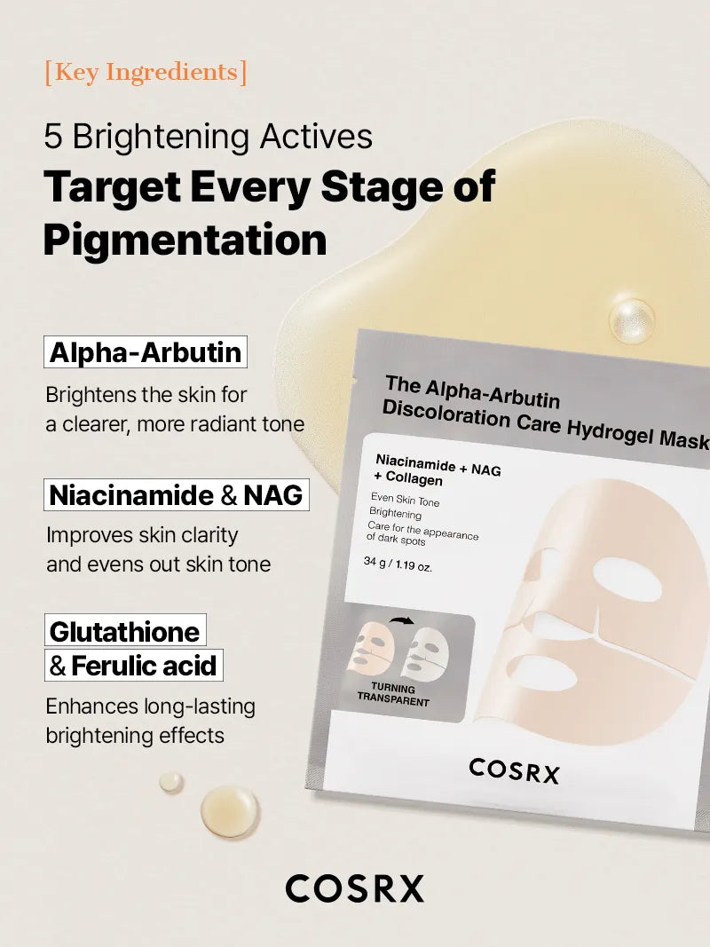 COSRX The Alpha-Arbutin Discoloration Care Hydrogel Mask 1ea COSRX The Alpha-Arbutin Discoloration Care Hydrogel Mask 1ea