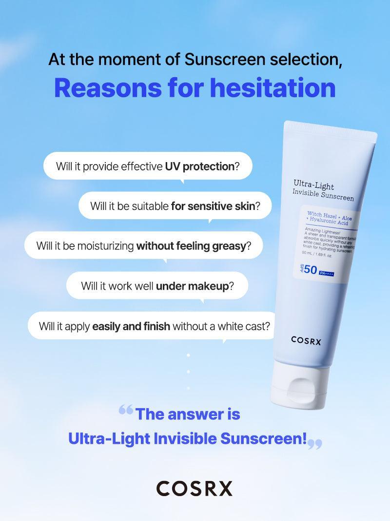 cosrx aloe vera sunscreen ingredients Ultra-Light Invisible Sunscreen SPF50 PA++++ – COSRX Official